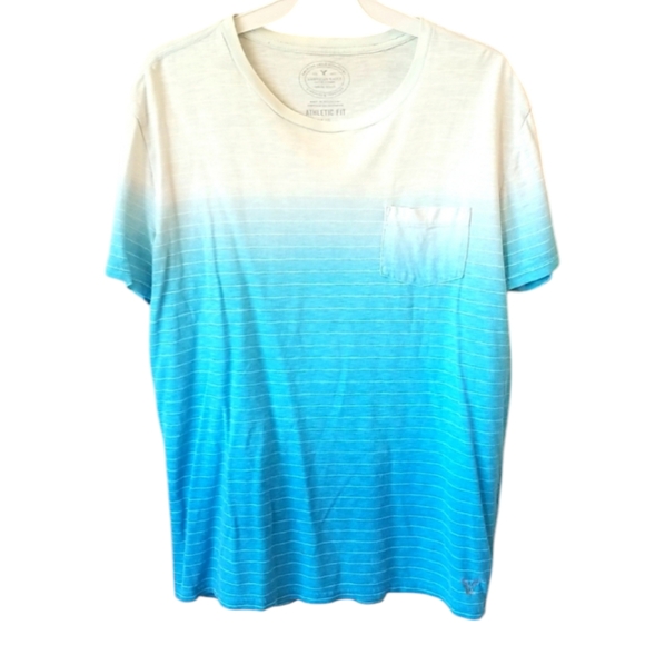 3 for $15 American Eagle Blue and White Striped  t shirt - Picture 2 of 5